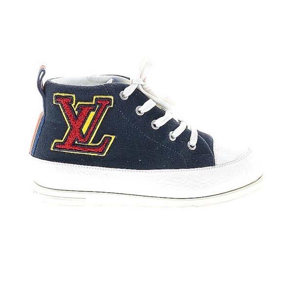 Louis Vuitton Paris Fastball Navy High Top Leather Sneakers EUR 30/US 13 Big Kid - Picture 2 of 13